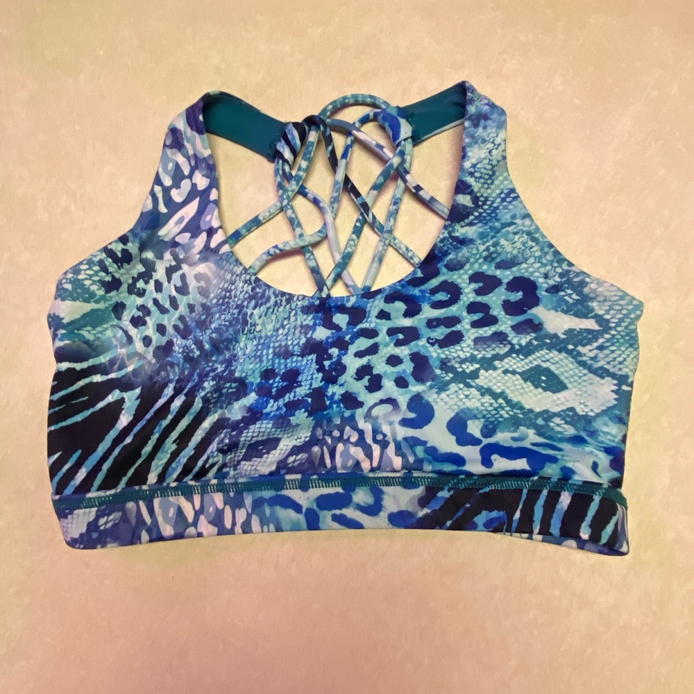 Blue animal print bra